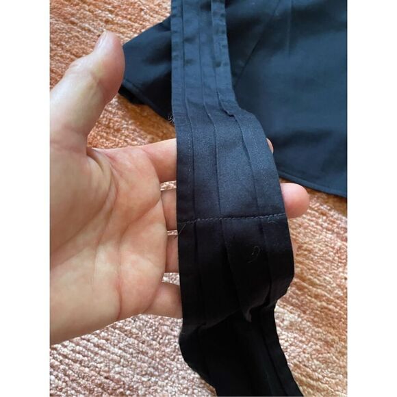 East 5th Top Womens Black Stretch Mock Wrap Self Tie Bow Size  14 Zip Rhinestone - Picture 7 of 10